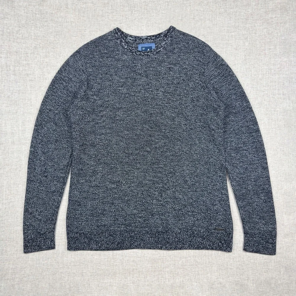 Kangol Mens XL Marled Knit Crewneck Sweater‎ Gray Black Cotton Logo